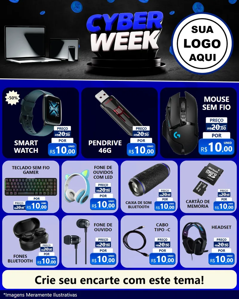 Modelo de Rede Social para Feed Instagram com o tema Cyber Week para Informática