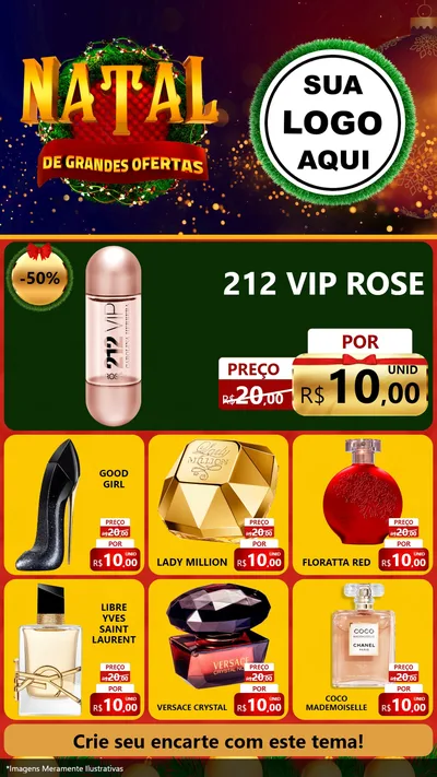 Modelo de Rede Social para Stories com o tema Natal de Grandes Ofertas para Perfumes