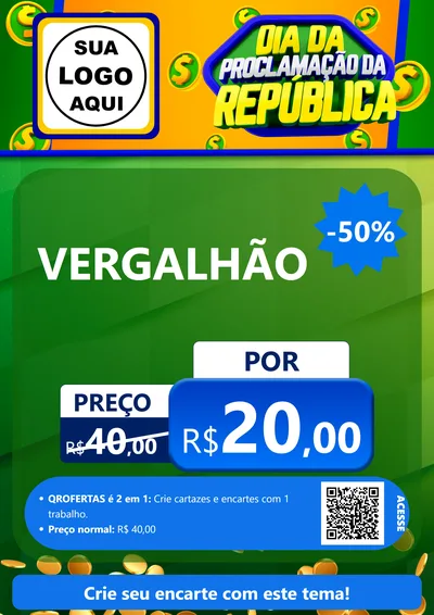 Modelo de Cartaz para Cartaz A4 Vertical com o tema Dia Da Proclamação da República para Ferragens