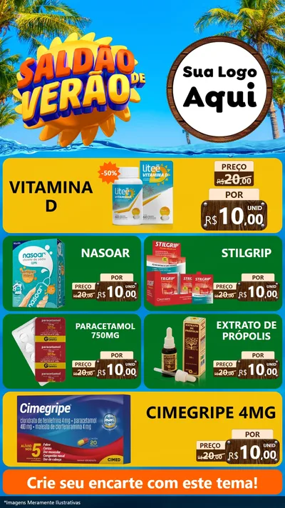 Modelo de TV para TV Vertical com o tema Saldão de Verão para Farmácia