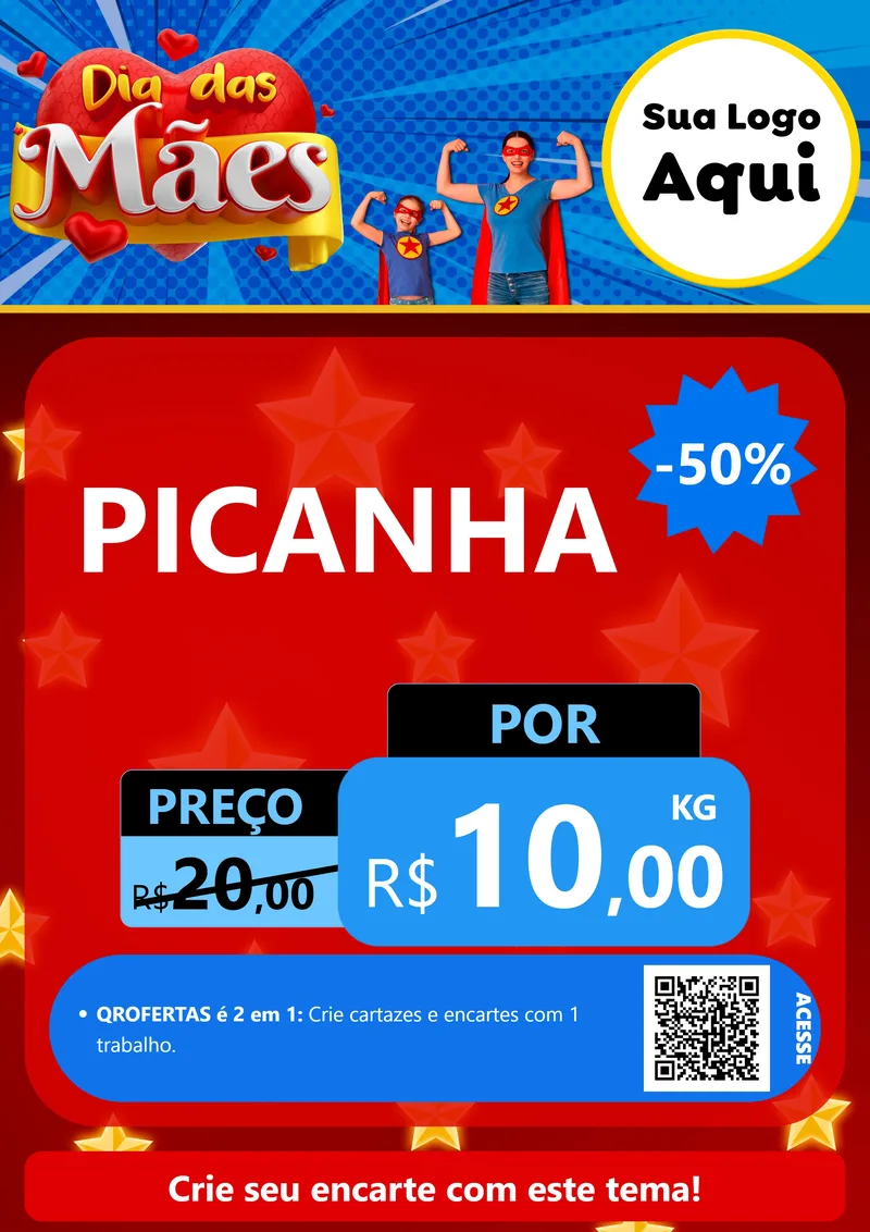 Modelo de Cartaz para Cartaz A4 Vertical com o tema Dia das Mães para Açougue