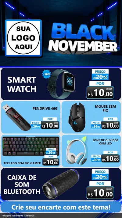 Modelo de TV para TV Vertical com o tema Black November para Informática