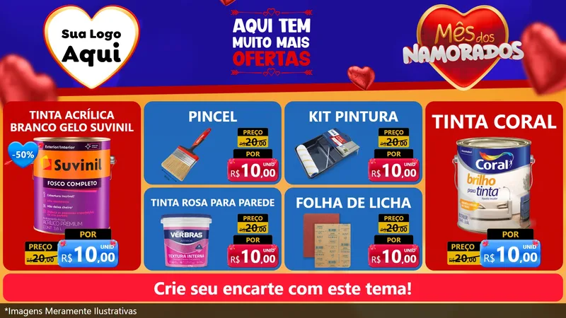 Modelo de TV para TV Horizontal com o tema Mês dos Namorados para Tintas e Ferramentas