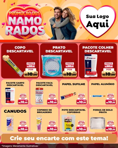 Modelo de Rede Social para Feed Instagram com o tema Promoção dos Namorados para Embalagens