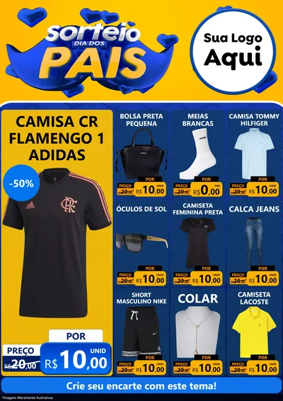 Modelo de Encarte para Encarte A4 Vertical com o tema Sorteio Dia dos Pais para Roupas e acessórios