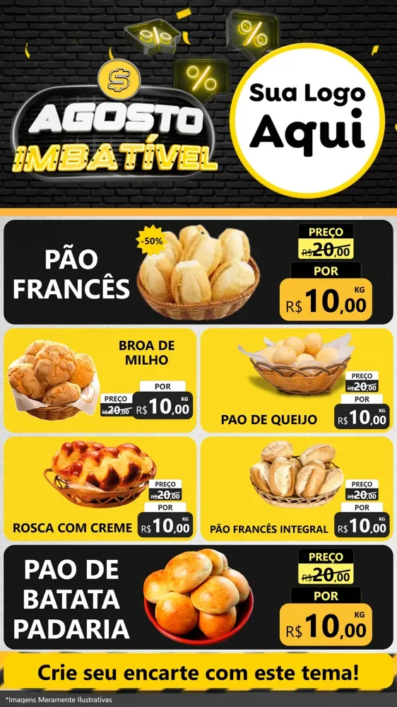 Modelo de TV para TV Vertical com o tema Agosto Imbatível para Padaria