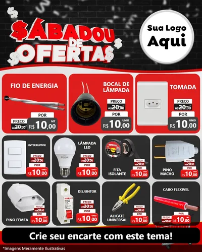 Modelo de Rede Social para Feed Instagram com o tema Sabadou de Ofertas para Materiais Elétricos