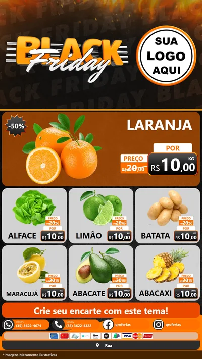 Modelo de Rede Social para Stories com o tema Black Friday para Hortifrúti