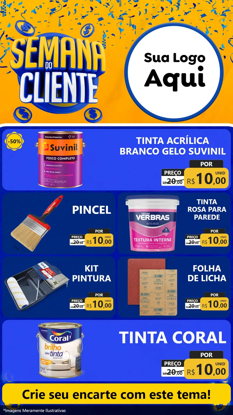 Modelo de TV para TV Vertical com o tema Semana do Cliente para Tintas e Ferramentas