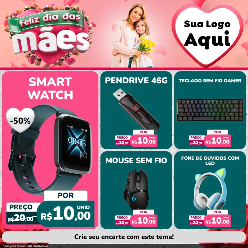 Modelo de Rede Social para Feed Facebook com o tema Feliz Dia das Mães para Informática