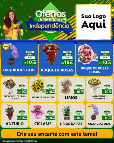 Modelo de Rede Social para Feed Instagram com o tema Ofertas da Semana da Independência para Floricultura e jardim