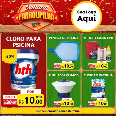 Modelo de Rede Social para Feed Facebook com o tema Semana Farroupilha para Produtos para Piscina
