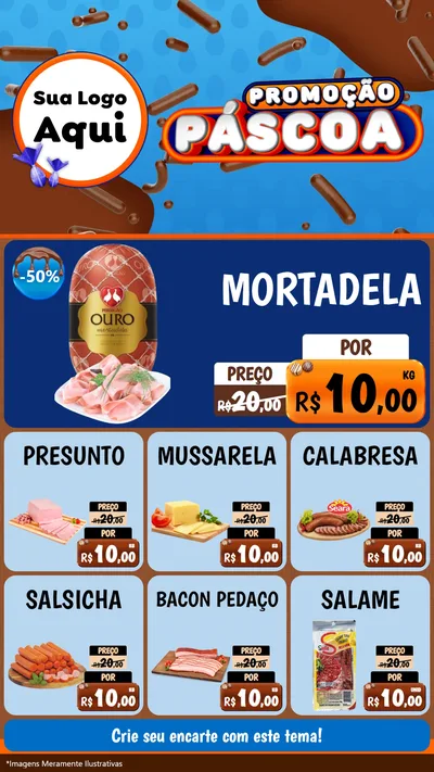 Modelo de Rede Social para Stories com o tema Promoção Páscoa para Frios e Laticínios