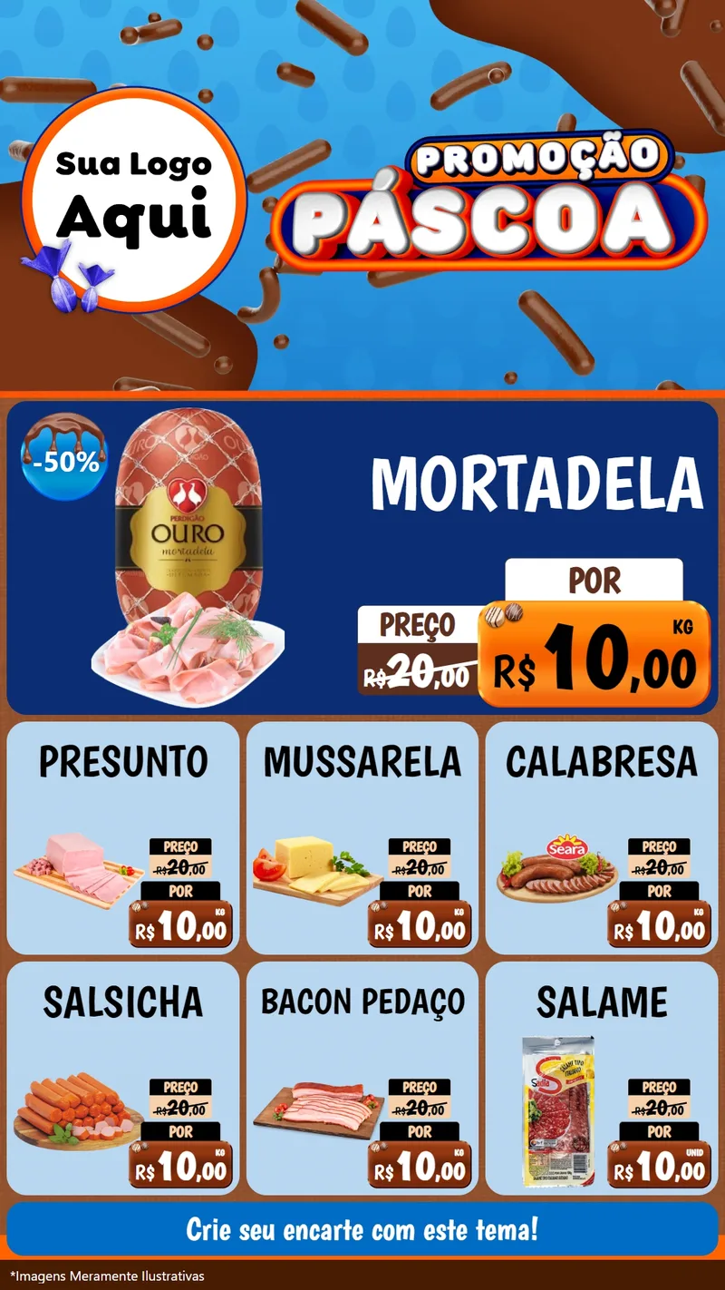Modelo de Rede Social para Stories com o tema Promoção Páscoa para Frios e Laticínios