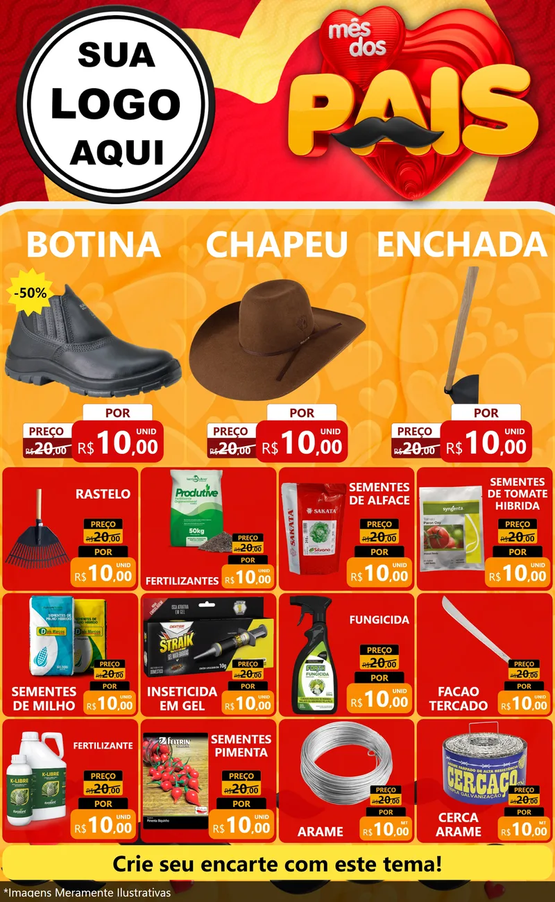 Modelo de Encarte para Encarte Grande com o tema Mês Dos Pais para Agropecuária