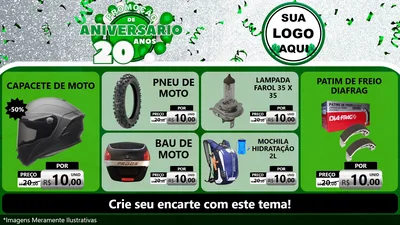Modelo de TV para TV Horizontal com o tema Promoção de Aniversário - 20 Anos para Moto peças
