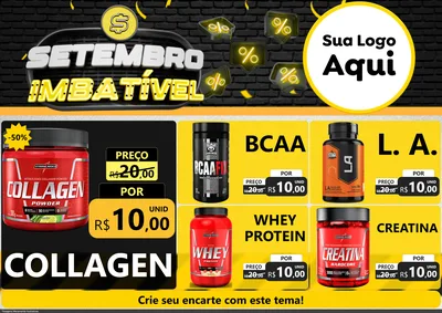 Modelo de Encarte para Encarte A4 Horizontal com o tema Setembro Imbatível para Suplementos alimentares