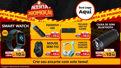 Modelo de TV para TV Horizontal com o tema Alerta de Promoção para Informática