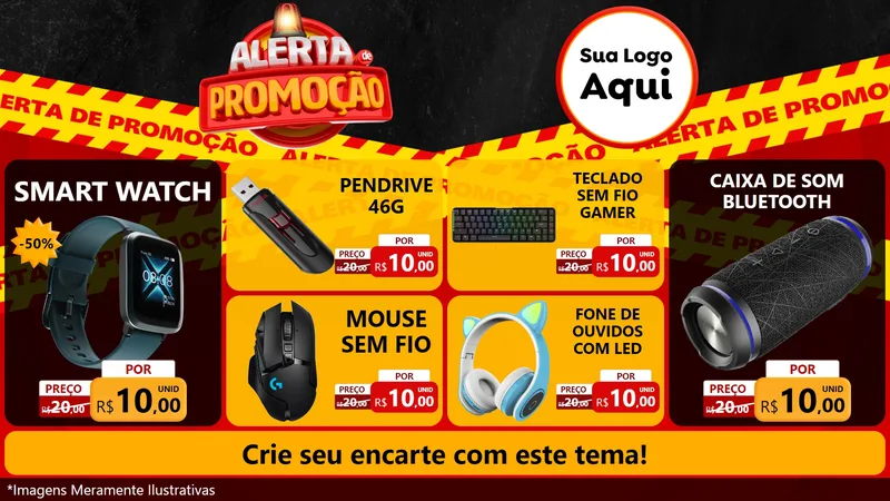 Modelo de TV para TV Horizontal com o tema Alerta de Promoção para Informática