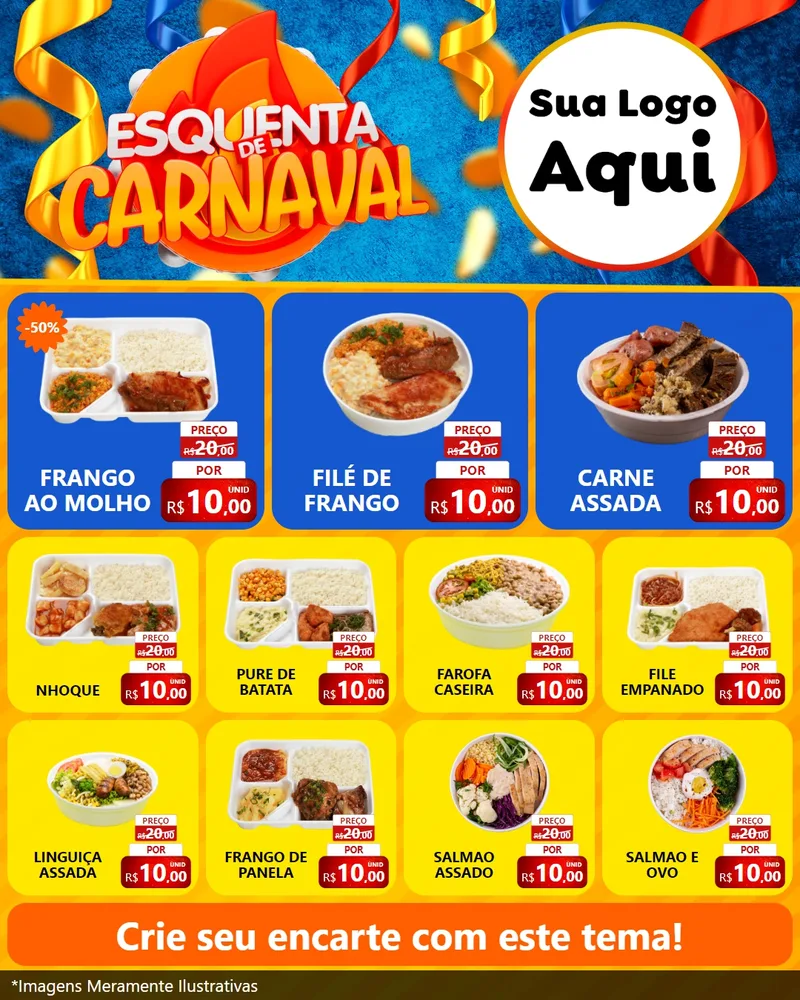 Modelo de Rede Social para Feed Instagram com o tema Esquenta de Carnaval para Restaurante