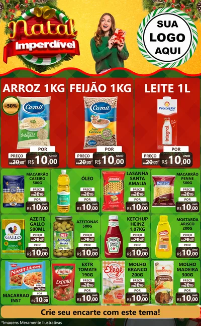 Modelo de Encarte para Encarte Grande com o tema Natal Imperdível para Supermercado