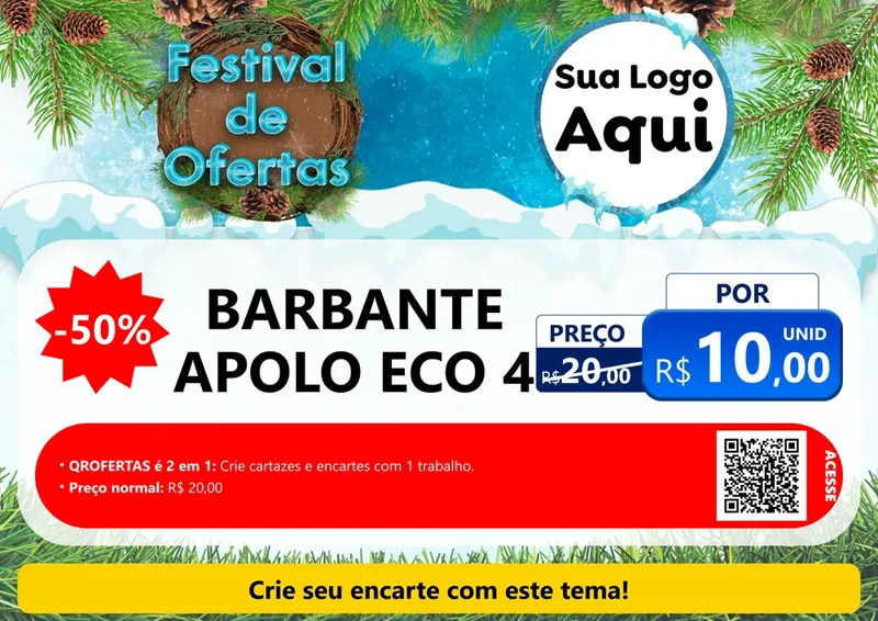 Modelo de Cartaz para Cartaz A4 Horizontal com o tema Festival de Ofertas - Inverno para Armarinho e Aviamentos