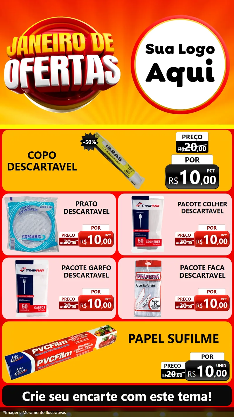 Modelo de TV para TV Vertical com o tema Janeiro de Ofertas para Embalagens