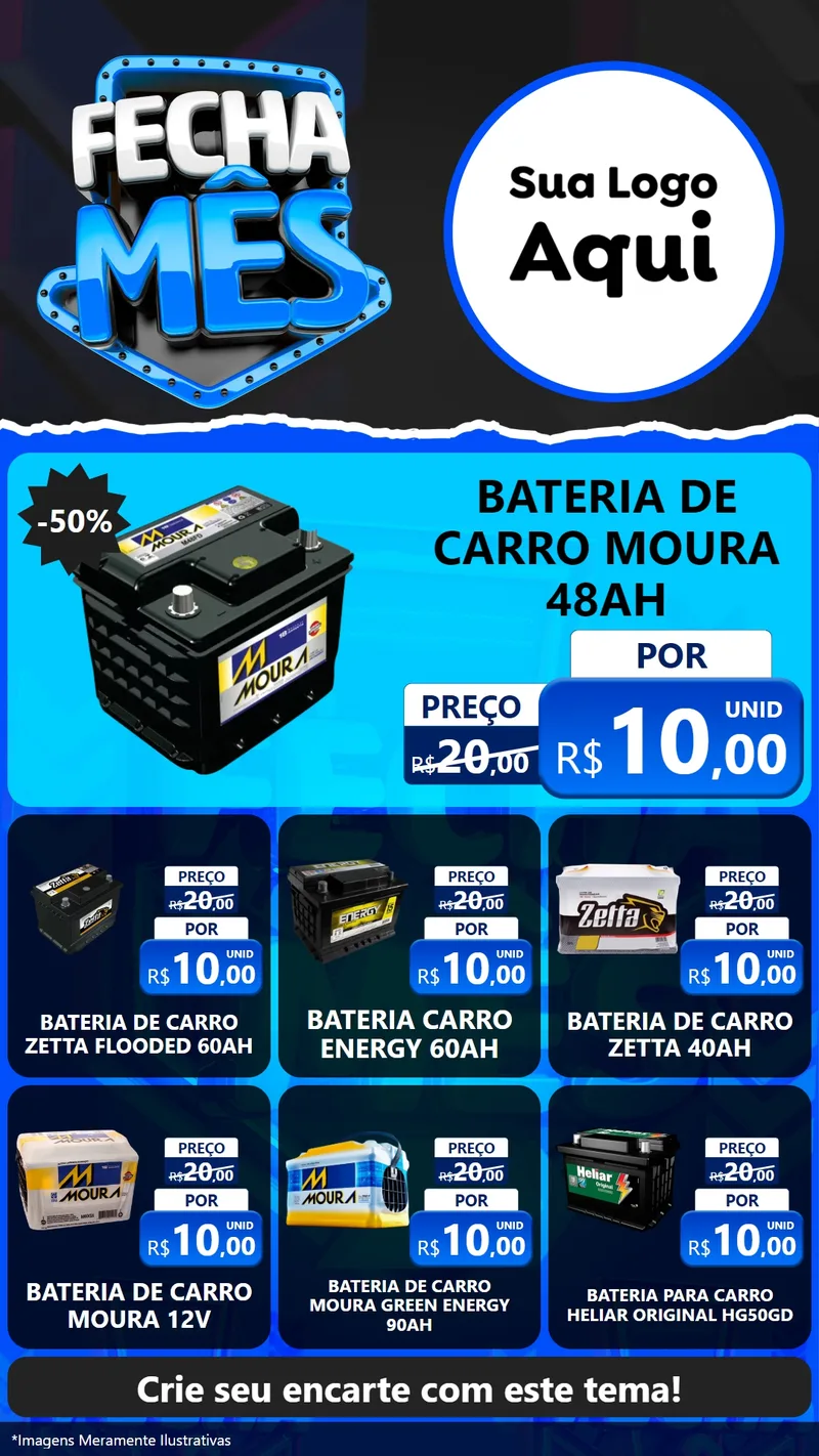 Modelo de Rede Social para Stories com o tema Fecha Mês para Baterias Elétricas