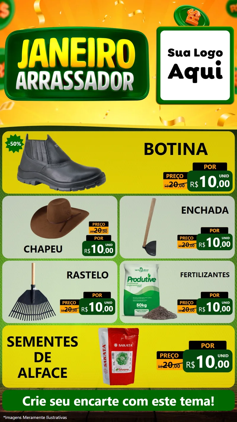 Modelo de TV para TV Vertical com o tema Janeiro Arrasador para Agropecuária