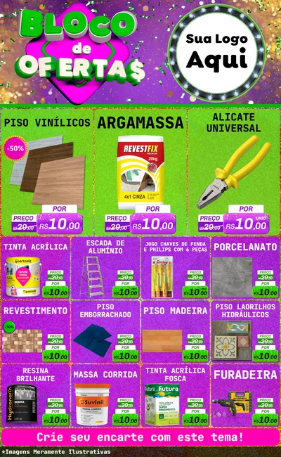 Modelo de Encarte para Encarte Grande com o tema Bloco de Ofertas para Material para Construção