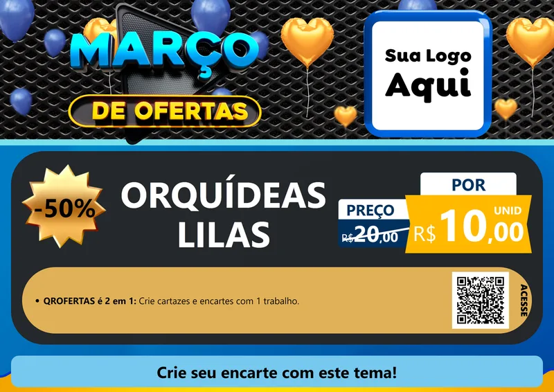 Modelo de Cartaz para Cartaz A4 Horizontal com o tema Março de Ofertas para Floricultura e jardim