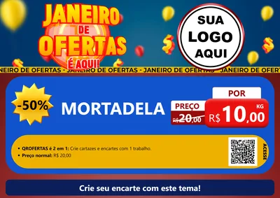 Modelo de Cartaz para Cartaz A4 Horizontal com o tema Janeiro de Ofertas É Aqui! para Frios e Laticínios