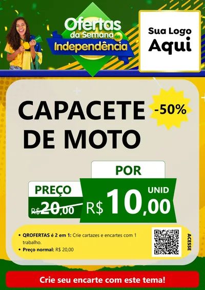 Modelo de Cartaz para Cartaz A4 Vertical com o tema Ofertas da Semana da Independência para Moto peças