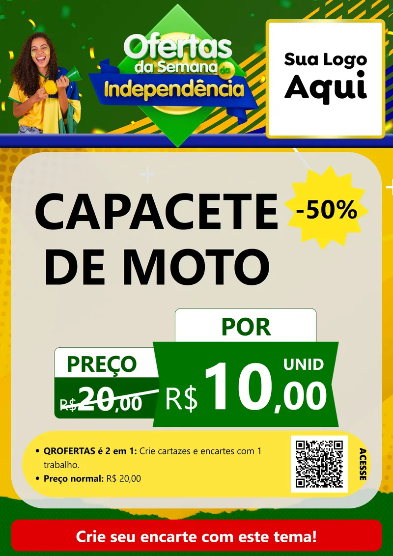Modelo de Cartaz para Cartaz A4 Vertical com o tema Ofertas da Semana da Independência para Moto peças