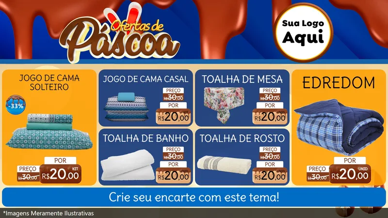 Modelo de TV para TV Horizontal com o tema Ofertas de Páscoa para Cama, Mesa e Banho