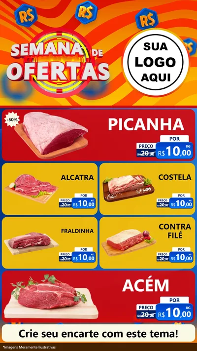 Modelo de TV para TV Vertical com o tema Semana de Ofertas para Açougue