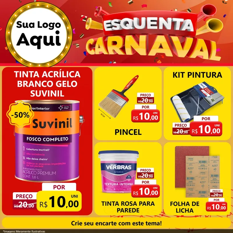 Modelo de Rede Social para Feed Facebook com o tema Esquenta Carnaval para Tintas e Ferramentas