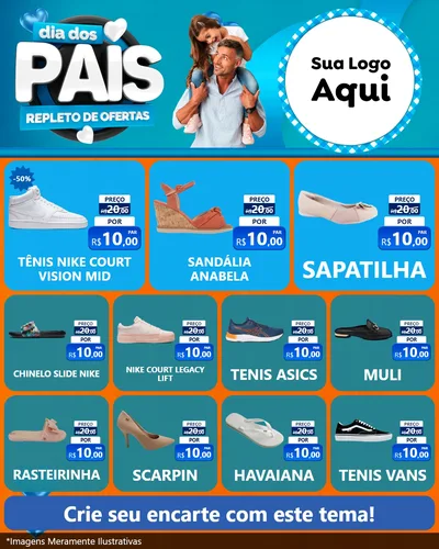 Modelo de Rede Social para Feed Instagram com o tema Dia Dos Pais Repleto de Ofertas para Calçados