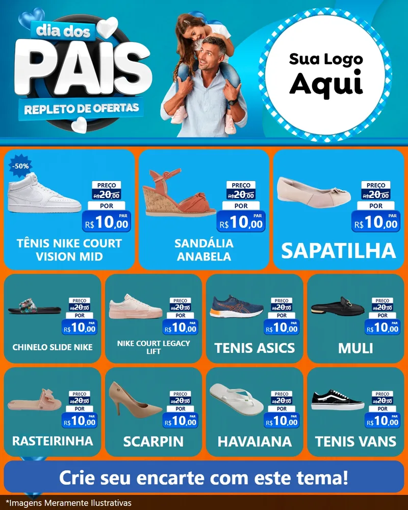 Modelo de Rede Social para Feed Instagram com o tema Dia Dos Pais Repleto de Ofertas para Calçados