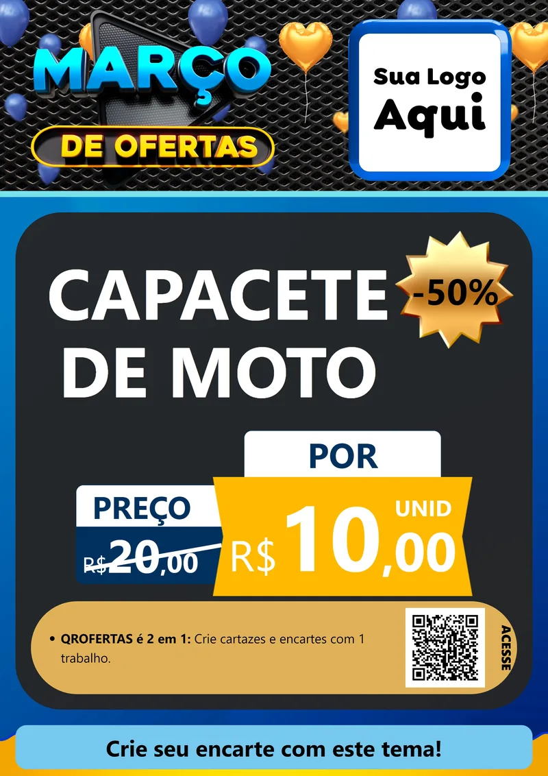 Modelo de Cartaz para Cartaz A4 Vertical com o tema Março de Ofertas para Moto peças