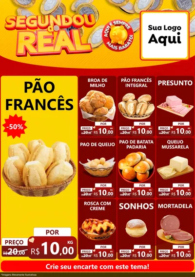 Modelo de Encarte para Encarte A4 Vertical com o tema Segundou do Real para Padaria
