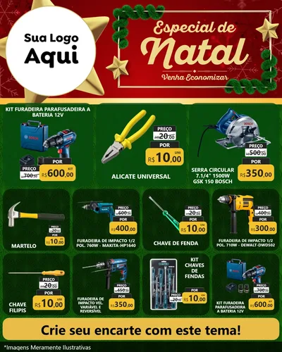 Modelo de Rede Social para Feed Instagram com o tema Especial de Natal para Maquinas e Ferramentas