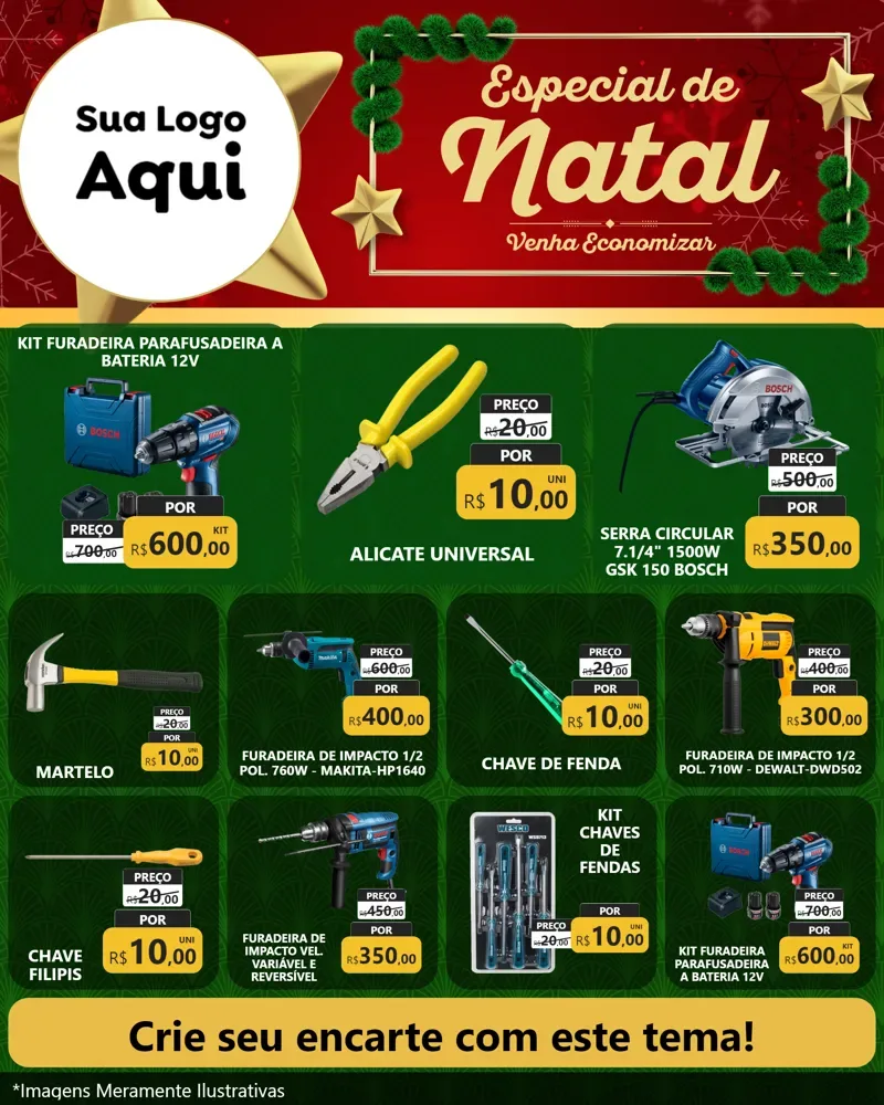 Modelo de Rede Social para Feed Instagram com o tema Especial de Natal para Maquinas e Ferramentas