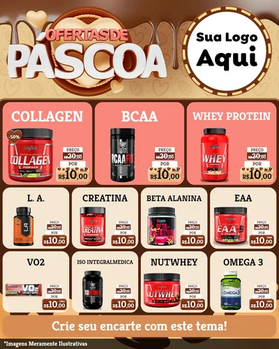 Modelo de Rede Social para Feed Instagram com o tema Ofertas de Páscoa para Suplementos alimentares