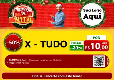 Modelo de Cartaz para Cartaz A4 Horizontal com o tema Promoção de Natal para Hamburgueria