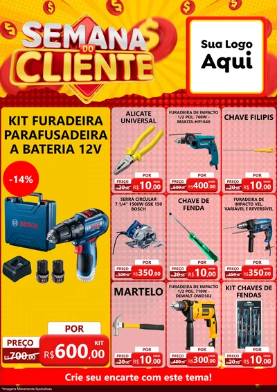 Modelo de Encarte para Encarte A4 Vertical com o tema Semana do Cliente para Maquinas e Ferramentas
