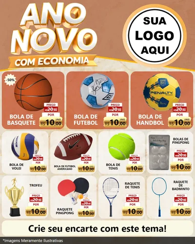 Modelo de Rede Social para Feed Instagram com o tema Ano Novo Com Economia para Artigos Esportivos