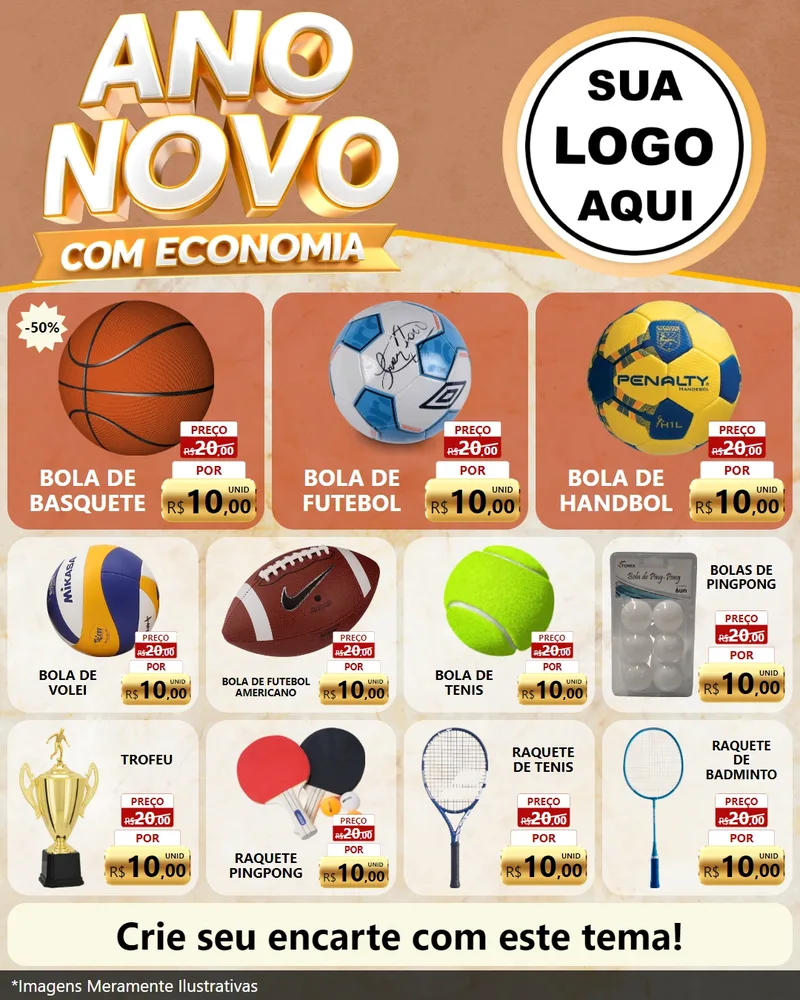 Modelo de Rede Social para Feed Instagram com o tema Ano Novo Com Economia para Artigos Esportivos
