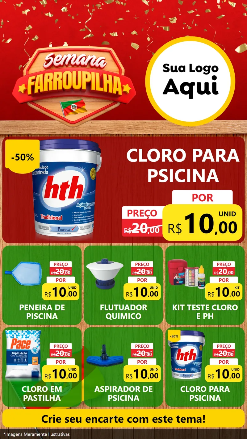 Modelo de Rede Social para Stories com o tema Semana Farroupilha para Produtos para Piscina