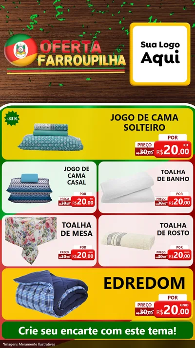 Modelo de TV para TV Vertical com o tema Oferta Farroupilha para Cama, Mesa e Banho